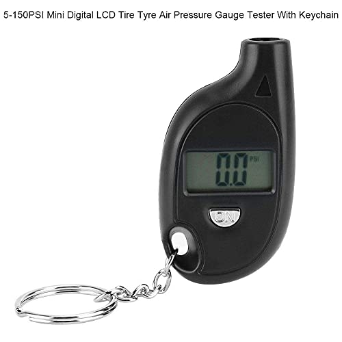 Tire Pressure Gauge, 5-150PSI Black LCD Digital Display Tyre Pressure Gauge Tester with Keychain