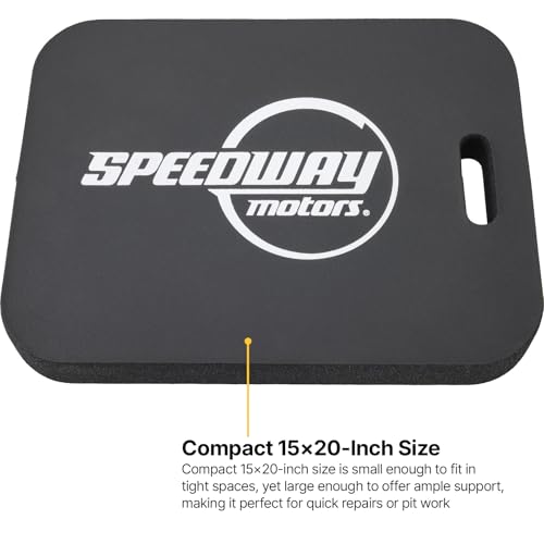 Speedway Motors Foam Work Mat Kneeling Pad for Automotive Repair, 20 x 15 x 2 Inch Thick Shop and Racing Pit Mat with Carry Handle, Comfortable Ground Protection for Garage or Track Use
