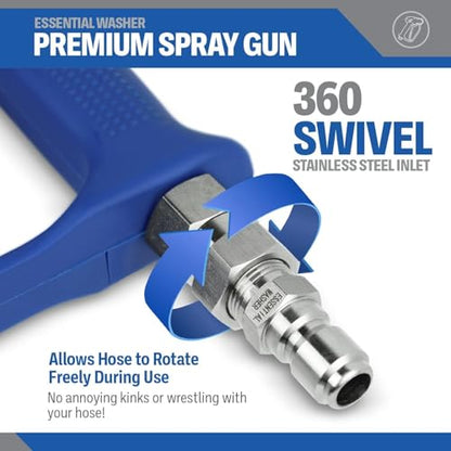 Essential Washer Short Pressure Washer Gun with Stainless Steel Swivel | Compatible with Foam Cannon | High Pressure Water 4000 PSI - style: Stainless Swivel Gun