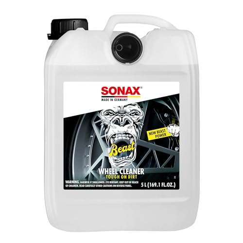 SONAX Beast Wheel Cleaner | Brake Dust Cleaner | Color Changing Rim Cleaner | Strong Wheel Cleaner | Easy Wheel and Rim Cleaning | Removes Baked On Brake Dust | 433500 | 5 Liter - size: 169.1 Fl Oz (Pack of 1)