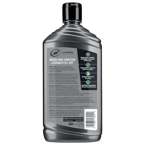 Turtle Wax Hybrid Solutions Ceramic Car Polish and Wax, Light Scratch Remover, Durable Paint Protection, Extreme Water Beading, High Gloss Shine, Hand or Machine Polisher Use, 14 oz (Pack of 2) - size: 14 Fl Oz (Pack of 2)