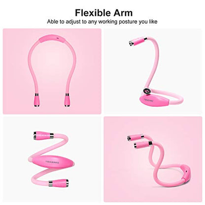 LED Neck Book Light, USB-C Rechargeable, Hands Free, 4 Super Bright LED Bulbs, 3 Adjustable Brightness, Best for Reading in Bed, Knitting, Walking, Jogging, Mending in Night (Pink) - color: Pink