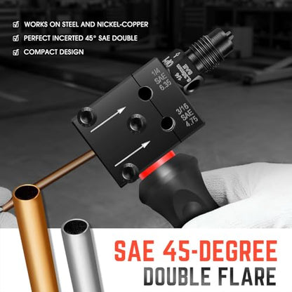 DNA Motoring 7pcs Universal Brake Line Double Flaring Tool for 3/16'' and 1/4'' SAE,Flaring Tool,Creates 45° Single,Double & Bubble Flares,Flare Tool for Vehicle Brake & Hydraulic Lines, TOOLS-00807 - style: 7pcs for 3/16'', 1/4'' SAE