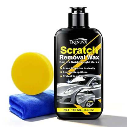Car Scratch Remover, Scratch Remover for Vehicles, Scratch Removal Wax, Car Paint Scratch Repair, Helps Reduce Minor Scratches and Swirl Marks, Restores Gloss and Shine, 3.4 fl oz/100ml