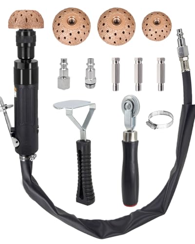 Tire Repair Kit Air Tire Repair Polish Patch Tools with 2500RPM Low-Speed Air Grinder & Tungsten Buffer for Car, ATV, Truck Tires (Scraping Roller Included)