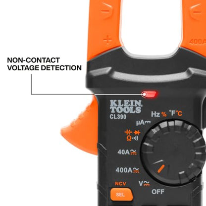 Klein Tools 80197 AC/DC Clamp Meter Kit with Magnetic Hanger, Auto-Ranging TRMS, 400 Amp, NCVT Voltage Tester, Professional Testing Kit - size: Standard Display with Magnet