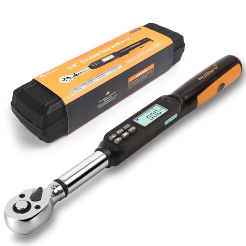 MULWARK 3/8" Digital Torque Wrench Electronic Set, with Buzzer & LED, 2.2-44.3 ft-lbs(3-60 Nm), High Precision Adjustable Bike Torque Wrenches Car Repairing Tool Calibrated with Storage Case - size: 3/8'' digital torque wrench, style: Alloy Steel