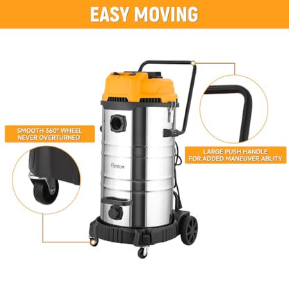 Hoteche 20 Gallon Wet Dry Vacuum Cleaner, Industrial Shop Vac with 5-Piece Accessories, Dual-Motor, Metal Tank, for Garage, Workshop, Basement Flood Cleanup - size: 20Gal