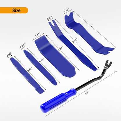 GOOACC 6PCS Auto Trim Removal Tool Kit No-Scratch | Removal Tool Kit for Car Audio Dash Panel Window Molding Fastener Remover Tool Kit-Blue - color: Blue, size: 6PCS Trim Removal