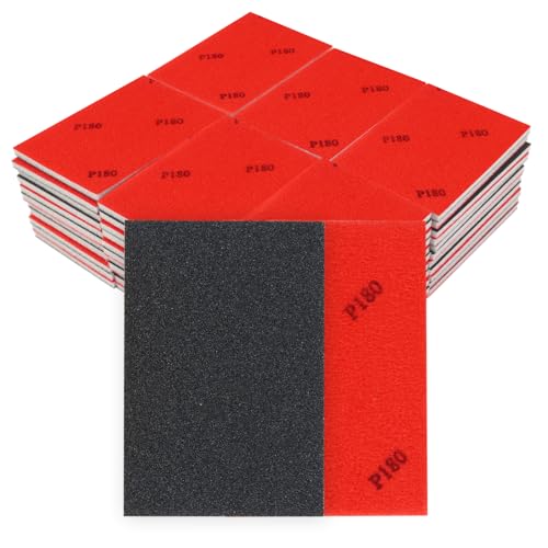 50 PCS Sanding Sponge Assortment, 180 Grit Sandpaper Assortment, Hook & Loop Sanding Block for Wood, Metal, Drywall, Furniture Polishing - Dry Wet Sanding Paper for Smooth Finishing - color: 180 Grit