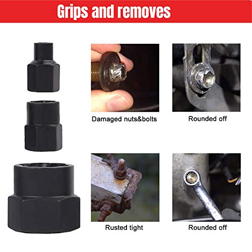 15 PCS 3/8” Drive Shallow Impact Socket Set,Metric and SAE Cr-V Steel Lug Nut Extractor Twist Socket Set for Removing Damaged Bolt， Nut Extractor & Screws Threading Tool Kit Set (10-17mm) - color: 13 Pcs-3/8