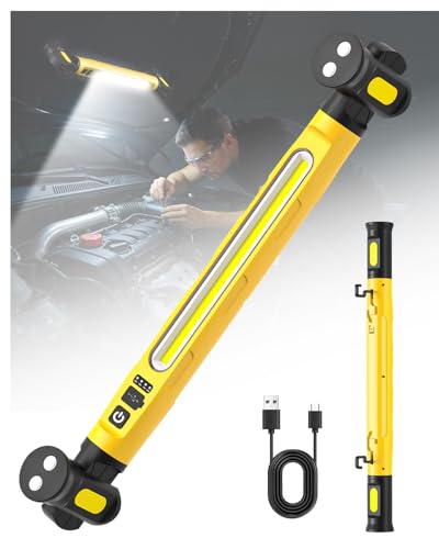 Magnetic Work Light, 3000LM LED Light Bar, 5200mAh Rechargeable Magnetic Underhood Work Light with Hooks, Cordless Battery Powered Mechanic Light for Inspection Workshop Emergency, 4 Lighting Modes