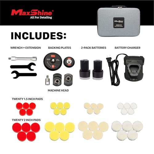Maxshine M0312 V2 Cordless Mini Polisher – Lightweight DA & Rotary Buffer for Cars, Trucks & Boats, 6-Speed Portable Detailing Tool for Scratch Repair, Headlight Restoration, Swirl Removal & Waxing