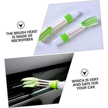 Mikinona 3pcs Double-Ended Car Air Vent Cleaning Brush Set Mini Interior Crevice Duster for Air Conditioner and Dashboard Green Auto Detailing Tool for Vehicle Outlet Maintenance