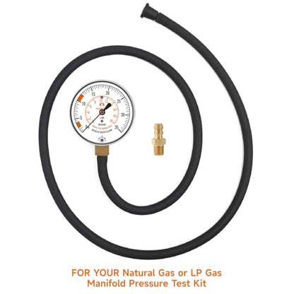 Natural Gas or LP Gas Manifold Pressure Test Kit Accessories, 2X 40 inch Rubber Hose, 1/8" NPT Male Brass Fitting for Replacement