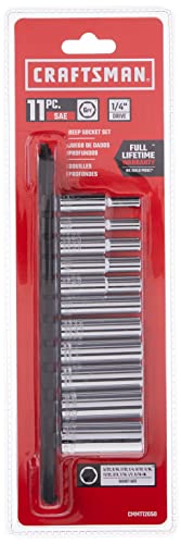 CRAFTSMAN Socket Set, SAE, 1/4" Drive, 6 Pt., 11Piece (CMMT12050) - style: SAE