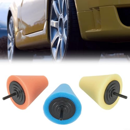 3X Foam Buffing Sponge Kit Cone Shape Polishers for Efficient Wheel Hub Cleaning