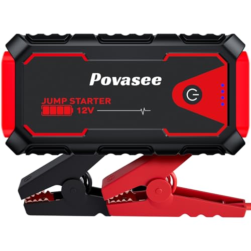 Povasee Jump Starter 5000A Car Jumper Starter, Model A30 12V Jump Box for Car Battery up to 10L Gas or 8L Diesel Engine Battery Jumper Starter Portable with Power Bank/Dual Output/LED Light - style: A30