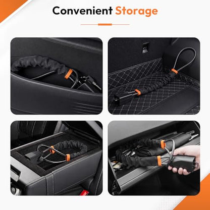 Car Steering Wheel Lock, 2PC Car Anti Theft Device, Seat Belt Lock | Thickened Steel Wire, Max 17” Locking Length, Easy Storage, 3 Keys per set, Fits Most Vehicles, Trucks, SUVs, Vans - color: Black and Black