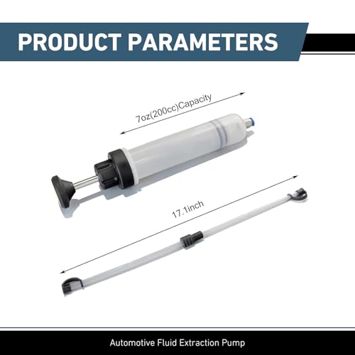Automotive Fluid Extractor Pump, 200cc Oil Syringe Transfer Tool | Manual Fluid Extractor Pump, 200cc Oil Syringe Suction Tool, Transfer Gear Brake Power Steering Fluid, Automotive Siphon