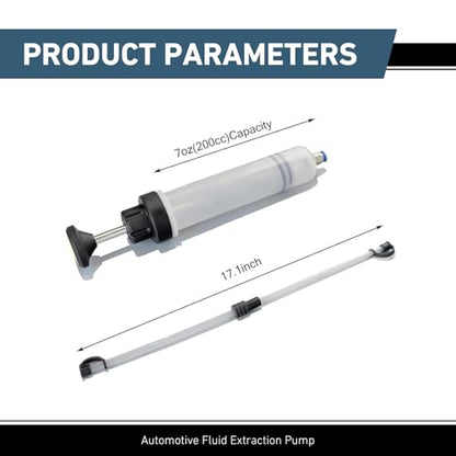 Automotive Fluid Extractor Pump, 200cc Oil Syringe Transfer Tool | Manual Fluid Extractor Pump, 200cc Oil Syringe Suction Tool, Transfer Gear Brake Power Steering Fluid, Automotive Siphon