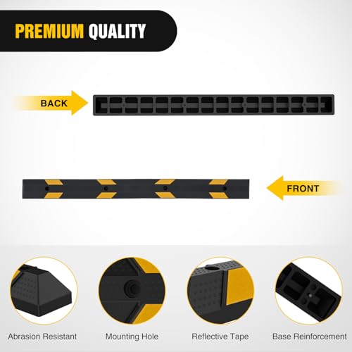 Nilight 72 Inch Parking Curb - Heavy Duty Rubber Garage Car Stopper Parking Aid with Reflective Strips for Large Vehicles, 1-Pack - size: 72" 1-Pack