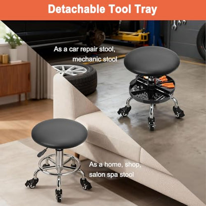 JOSTZHXIN Garage Mechanic Stool Chair Rolling Shop Chair, Height Adjustable Garage Shop Seat, Low Stools with Storage Tray, Rolling Stool for Salon SPA Tattoo (Style 3) - style: Style 3