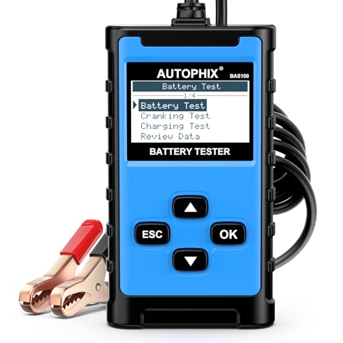 AUTOPHIX BAS100 Car Battery Tester 12V 24V, Accurate Automotive Load Meter Alternator Analyzer 100-2000 CCA Load Tester, Charging & Cold Cranking Test for Cars Truck Motorcycle Boat and More - color: Sky Blue