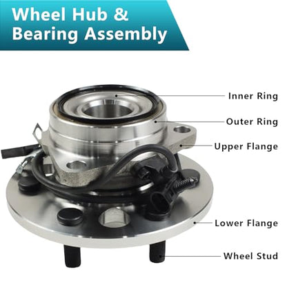 515024 Front Wheel Bearing Hub Assembly for Cadillac Escalade 1999-2000, Chevrolet K1500 K2500 Suburban Tahoe 1995-1999, GMC K1500 K2500 Suburban Yukon 1995-1999 4WD (2PCS) - size: 515024