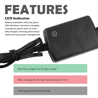 2PCS Trickle Charger for Car Battery 12V,1300mA SLA Battery Trickle Charger with Short-Circuit Protection,Universal 12V Trickles Chargers Maintainer for Cars,Motorcycles,Boats