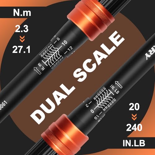 Kerry 1/4 Inch Drive Click Torque Wrench, 20-240 IN.LB/2.3-27.1 Nm, ±3% High Accuracy, Dual Range Scales, Clearly Graduated, Eeasy Read, Hardened Alumium Alloy, 72 Tooth Click Torque Wrench for Bike - size: 1pcs 1.67-20 FT.LB, style: 1/4"