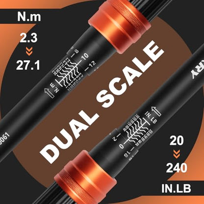 Kerry 1/4 Inch Drive Click Torque Wrench, 20-240 IN.LB/2.3-27.1 Nm, ±3% High Accuracy, Dual Range Scales, Clearly Graduated, Eeasy Read, Hardened Alumium Alloy, 72 Tooth Click Torque Wrench for Bike - size: 1pcs 1.67-20 FT.LB, style: 1/4"