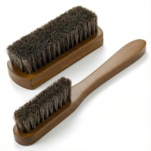 TAKAVU Leather & Upholstery Cleaning Brush Set | Car Detailing Brush for Alcantara, Leather Seats, Suede, Car Interior, Sofa & Convertible Tops - color: Brown