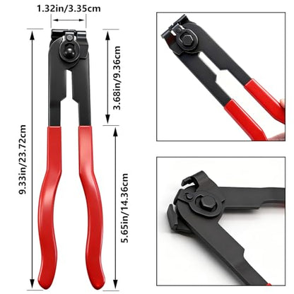 CV Boot Clamp Plier with 10PCS 304 Stainless Steel Crimp Bands, 5PCS Small and 5PCS Large Universal Adjustable Drive Shaft Drive Shaft Joint Boot Crimp Clamps for Most Cars - size: Plier + 10pcs Clamps