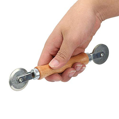 FTVOGUE Wooden Handle Tire Repair Tool, Aluminum Alloy Roller Bearing for Tire Patching, Lightweight and Portable for Car and Bike Repair