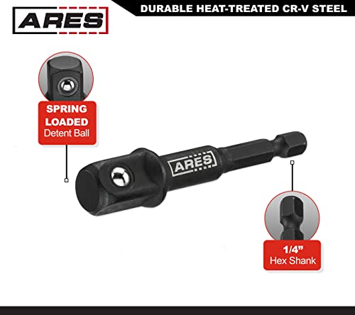 ARES 22022-3" Impact Grade Socket Adapter Set - Turns Impact Drill Driver into High Speed Socket Driver - 1/4", 3/8", and 1/2" Drive - size: 3-Inch Socket Adapter