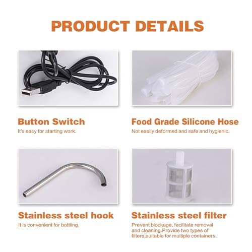 USB Electric Fluid Evacuator Pump, Automotive Oil Extractor Pump for Engine Oil & Fuel Transfer, Portable 12V/USB Liquid Transfer Tool for Car, Motorcycle, ATV, Lawn Mower