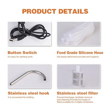 USB Electric Fluid Evacuator Pump, Automotive Oil Extractor Pump for Engine Oil & Fuel Transfer, Portable 12V/USB Liquid Transfer Tool for Car, Motorcycle, ATV, Lawn Mower