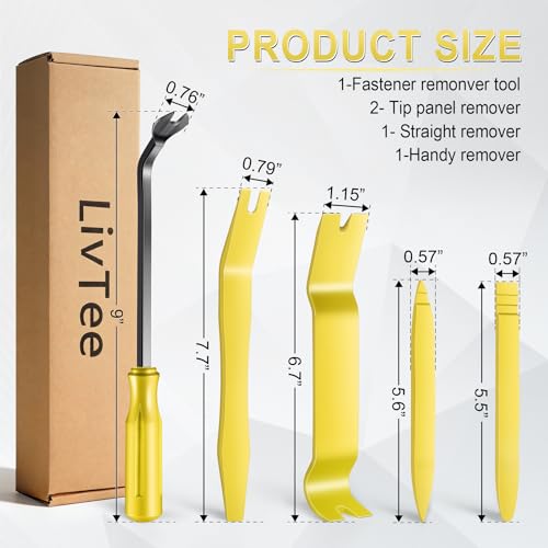 5 pcs Auto Trim Removal Tool Kit, No Scratch Plastic Pry Tool Kit - Interior Door Panel Clip Fastener Removal Set for Vehicle Dash Radio Audio Installer (Yellow) - color: Yellow