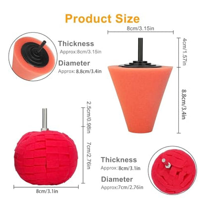 6PCS 3 Inch Shank Car Wheel Hub Polishing Sponge Pads Kit for Cleaning Buffing
