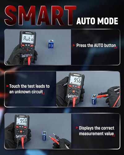 KAIWEETS KM200P Digital Multimeter, All Button Operation, TRMS Auto Ranging, 4000 Counts, NCV, Voltmeter Ohmmeter, Fast & Accurate Measure AC/DC Voltage, Resistance, Continuity, Capacitance