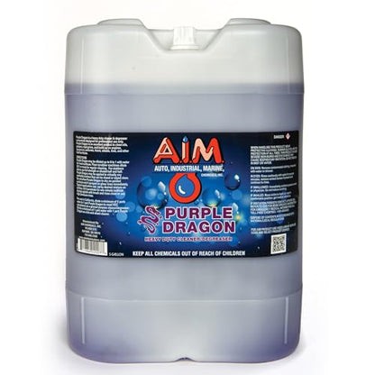 AIM Chemicals Purple Dragon Heavy Duty Degreaser – For Cars, Trucks, Equipment, and Concrete. Powerful wheel & tire cleaner for industrial use & car detailing. Compatible with wheel brush - 5 Gal - size: 640 Fl Oz (Pack of 1)