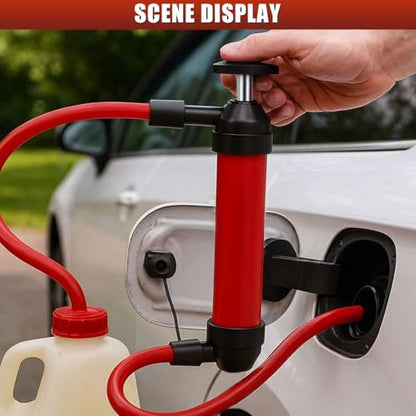 Multi-Use Siphon Fuel Transfer Pump Kit, Portable Hand Fluid Transfer Pump, Universal Automotive Oil Extractor Accessories for Gas, Water, and Liquids (Red)