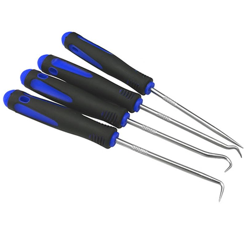 Precision Hook and Pick Set for Automotive Pick Tool Set for Car Auto Oil Seal/O-Ring Seal Gasket Pick Mini Hooks Puller Remover, Blue (4PCS) - color: Blue