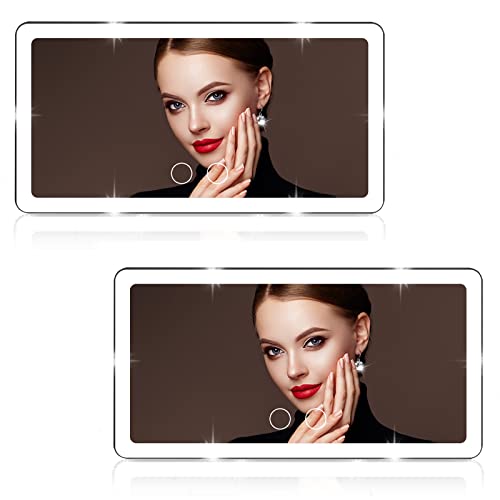 2PCS Car Sun Visor Vanity Mirror with 3 Light Modes & 80 LEDs, Rechargeable LED Cosmetic Makeup Mirror Essentials for Women, Dimmable Touch Control, Universal for Car Truck SUV | LED Cosmetic Makeup Mirror Essentials for Women, Dimmable Touch Control, Uni
