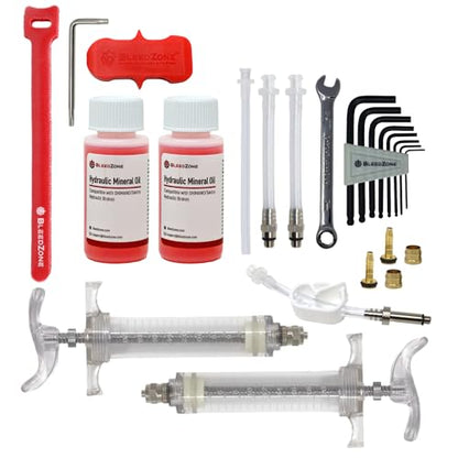 BleedZone Pro Tektro TRP Brake Bleed Kit with 120ml Mineral Oil, Hydraulic Bike Brake Bleeder Kit for Tektro & TRP Brakes, Reusable Bleeding Tools, Syringe & Hose MTB Bicycle Hydraulic Maintenance - style: Pro