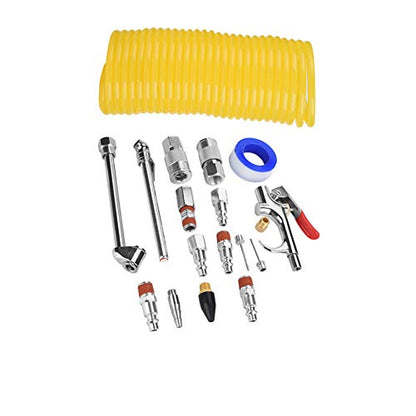 Air Compressor Attachments, Air Compressor Tools 20Pcs Air Compressor Fittings Kit Pneumatic Air Blow Set Air Hose Fittings Pneumatic Tools for Air Compressor Accessories
