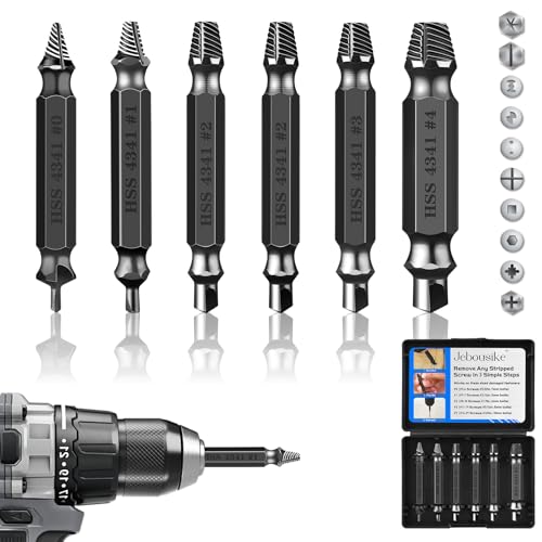 6Pcs Screw Extractor Set – Bolt Remover for Stripped & Rusty Screws | HSS 4341 Steel, 63 HRC Hardness, Fits 3-12mm, Easy 2-Step Use, Durable Case Included, for Mechanics & DIY, Black - color: Black