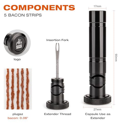 Handlebar End Plugs with Tubeless Tire Repair Kit - Handlebar Insert Fix a Puncture or Flat Includes Bar Plugger Tool and Plugs - Bike Tool for Mountain,Road Bicycle - style: TRT-001
