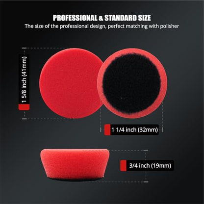 SPTA Red T10 Mini Ultra-Fine Finishing Foam Polishing Pads, 5Pcs 1.3inch/32mm Sponge Polishing Buffing Pads, Car Foam Detail Polishing Pad Kit for Car Detail Polishing, Small Area Polishing -FPTSS1R - color: 5Pcs Red T10 Ultra-Fine Finishing Pad, size: 1.